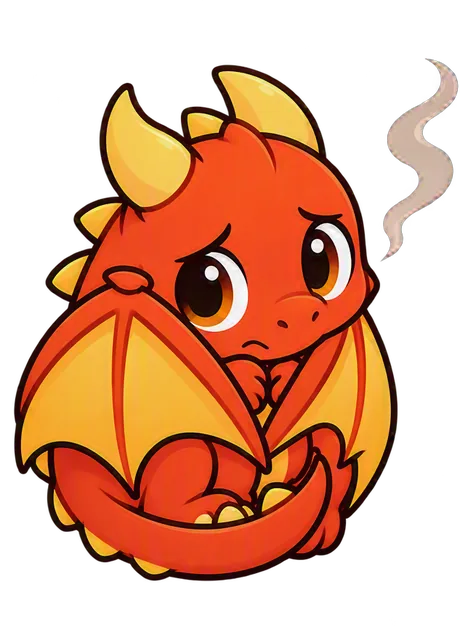 The Confidence Monster: a small red-orange dragon, curled up and scared